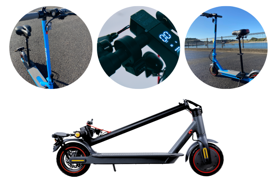 | ELEMOs ELEMOsキックボードの外観。モーターと電池を「どこにあるのかわからない」くらい小さくしました。折り畳めるので持ち運びも簡単