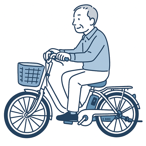 電動アシスト自転車高齢男性 | ELEMOs