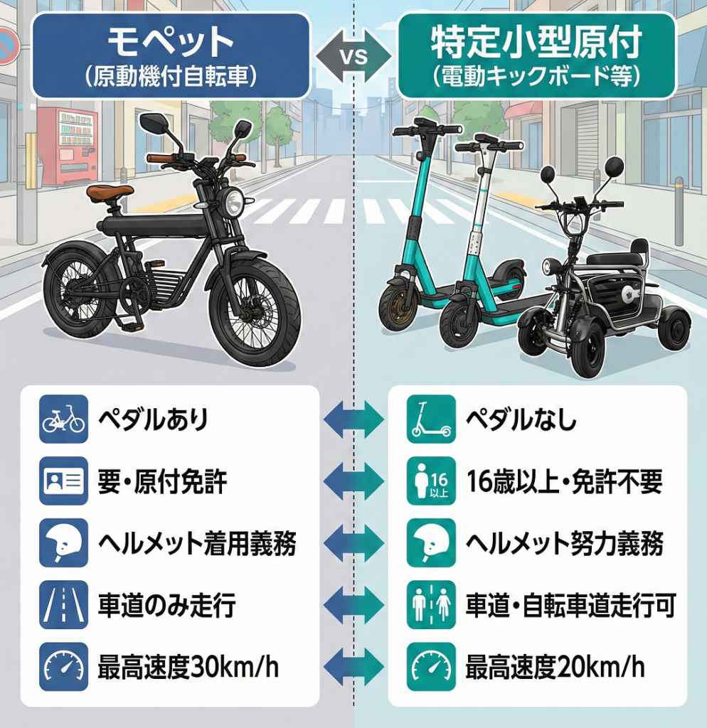 モペットと特定小型の比較 | ELEMOs