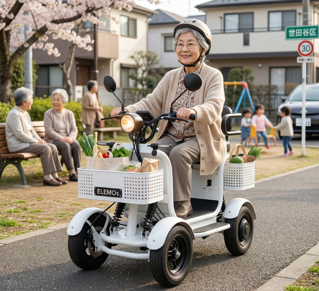 特定小型四輪に乗るシニアイメージ | ELEMOs