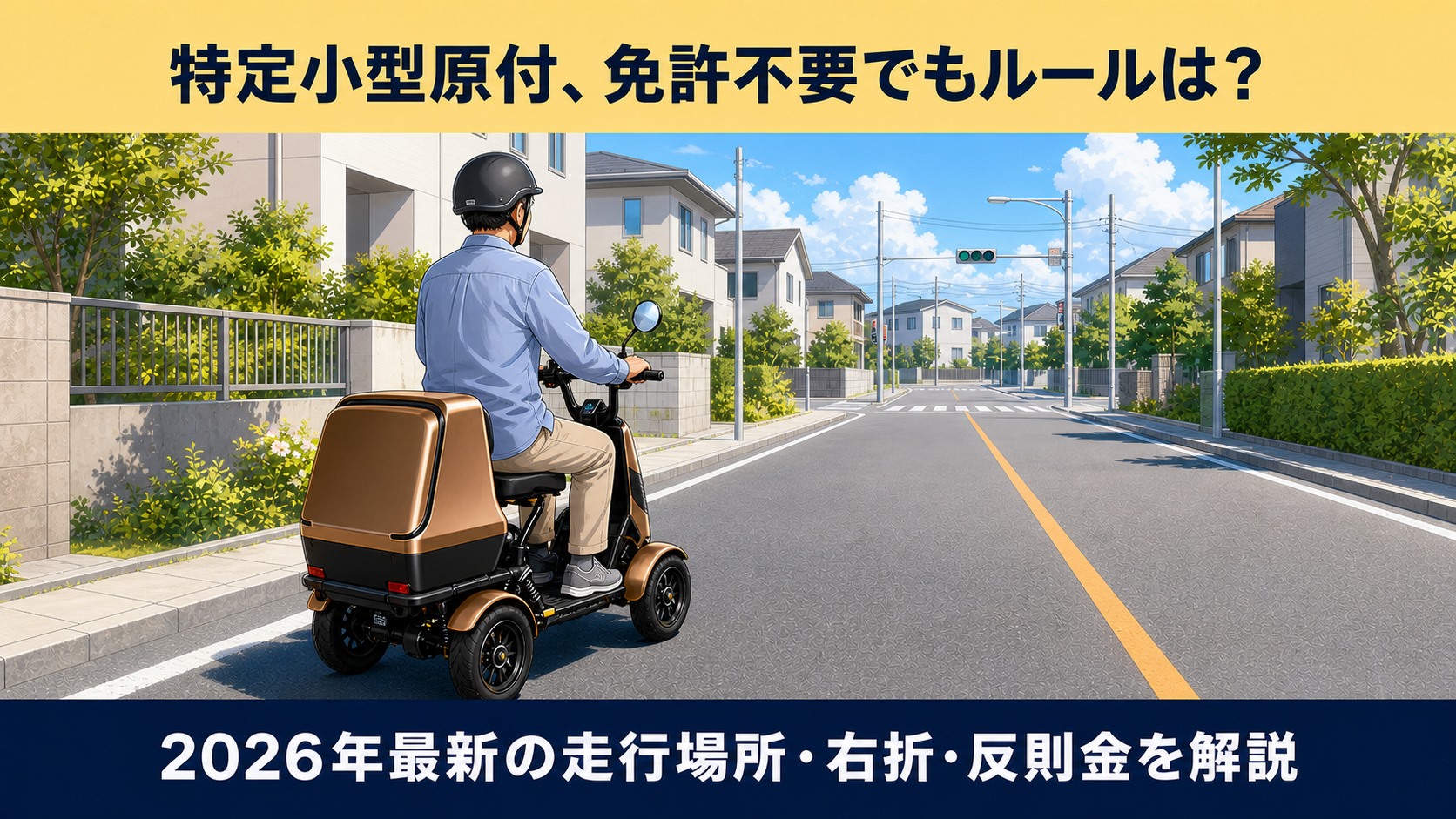 特定小型原付四輪で公道を走る前に交通ルールを確認するイメージ