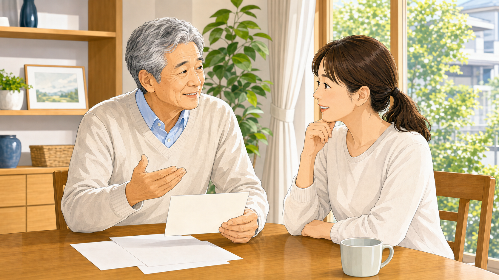 免許返納後の移動手段について家族で話し合うイメージ