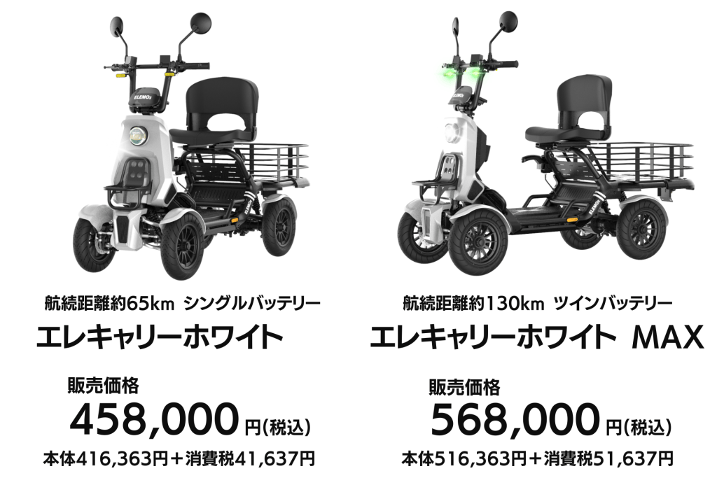 M668 【aha2nori】ELEMOs エレカーゴシリーズ 免許不要の四輪カーゴタイプ・カラフルキャリー・大容量積載・航続距離